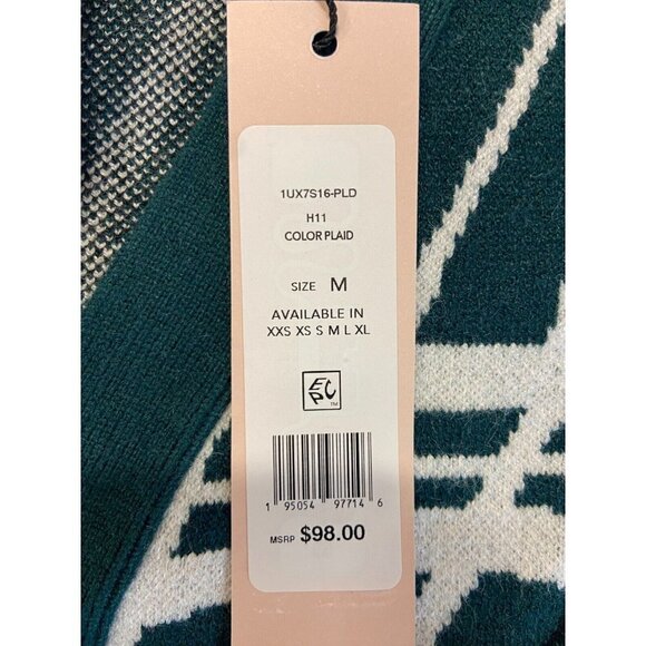 BCBGeneration Cropped Plaid Button Front Cardigan Whimsical Plaid Size M NWT - Picture 7 of 13